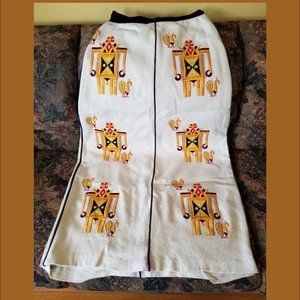 Unique, felted wool, long skirt,  Aztec-style embroidery & mirrors, handmade